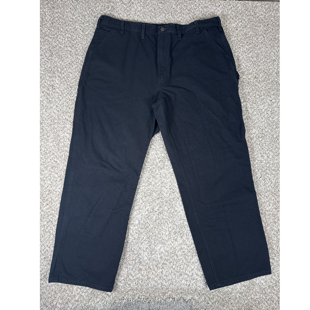 Carhartt Pants Mens 44x32 Black Loose Fit Canvas Carpenter Utility B11 BLK Work